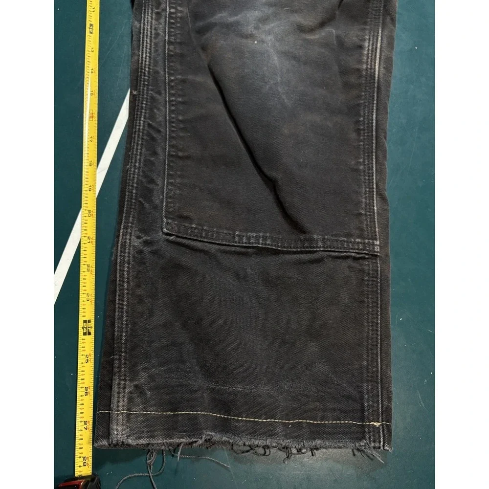 Vintage Carhartt Double Knee Pants Size 32x28 Faded Black BLK B01 Distressed USA - Picture 15 of 16